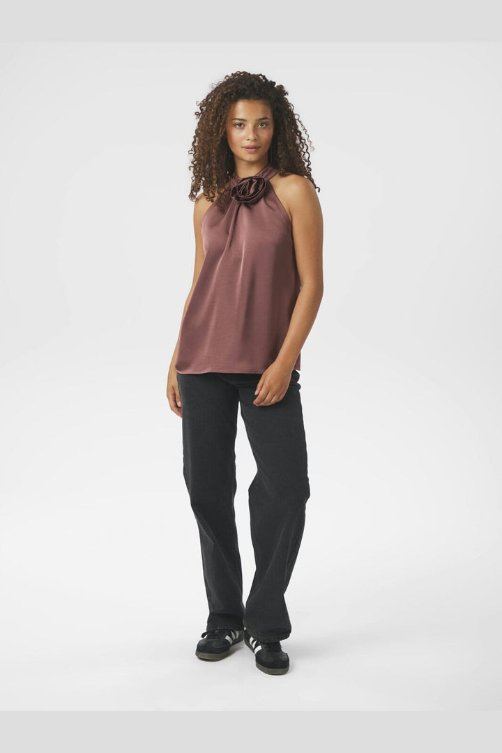 Neo Noir - Rosette Heavy Sateen Top 164817 - 393 - Dark Rose