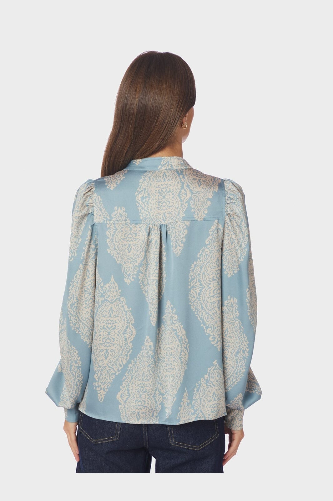 Neo Noir - Rosslyn Paisley Drop Blouse 163976 - 142 - Dusty Blue