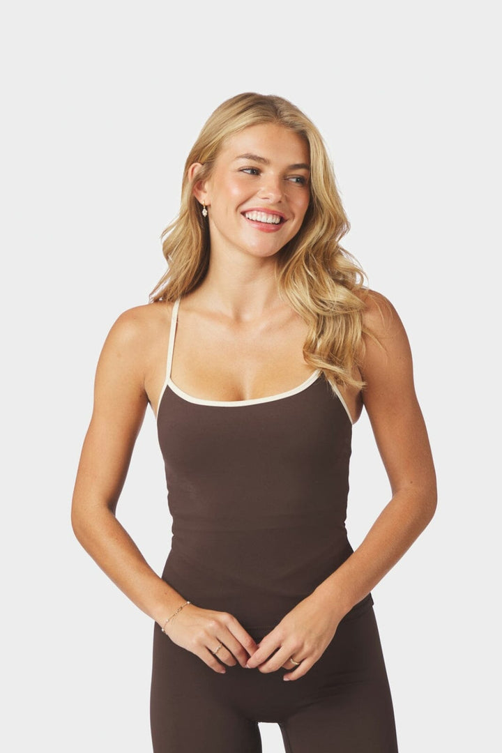 Neo Noir - Tirri Contrast Top 170724 - 676 - Dark Brown