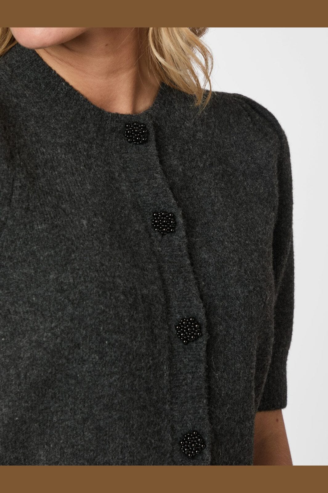 Neo Noir - Trudy Deco Knit Cardigan 164514 - 136 - Antracit Melange