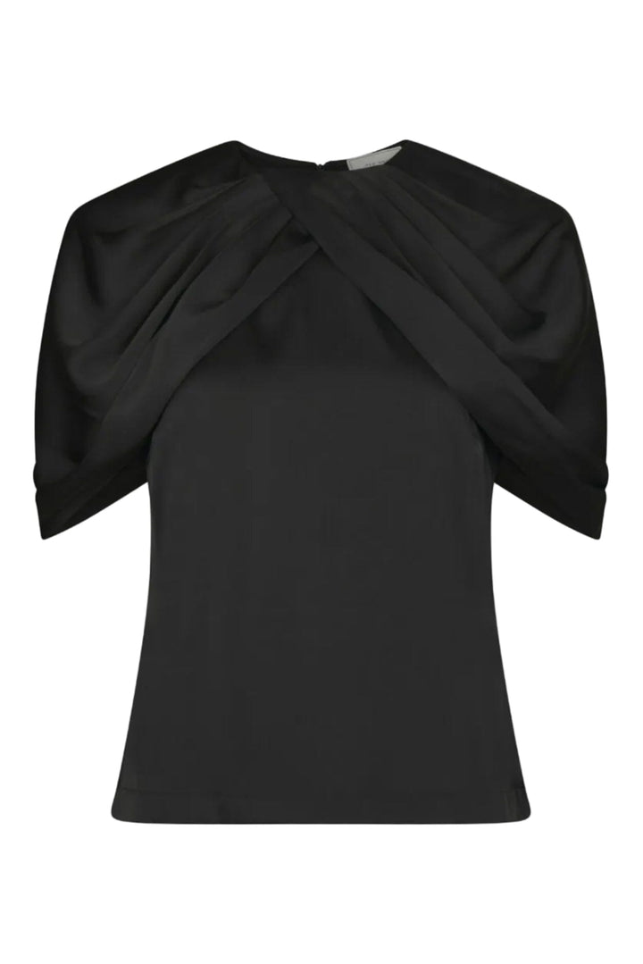 Neo Noir - Ulanda Drapy Satin Top 170740 - 100 - Black Toppe 