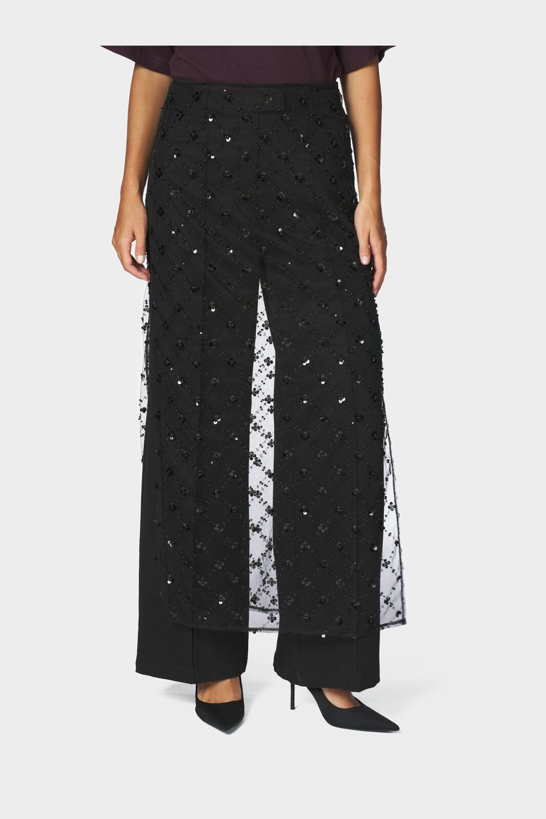 Neo Noir - Vianey Mesh Deco Skirt 171049 - 100 - Black
