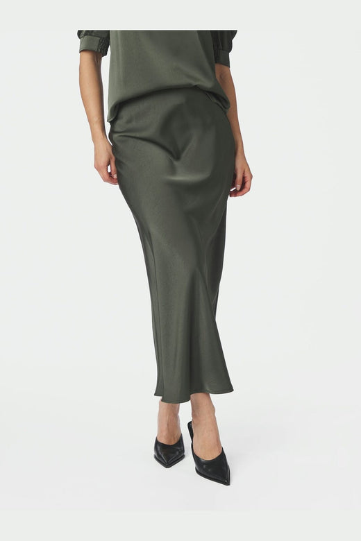 Neo Noir - Vicky Heavy Sateen Skirt 159588 - 591 - Deep Green