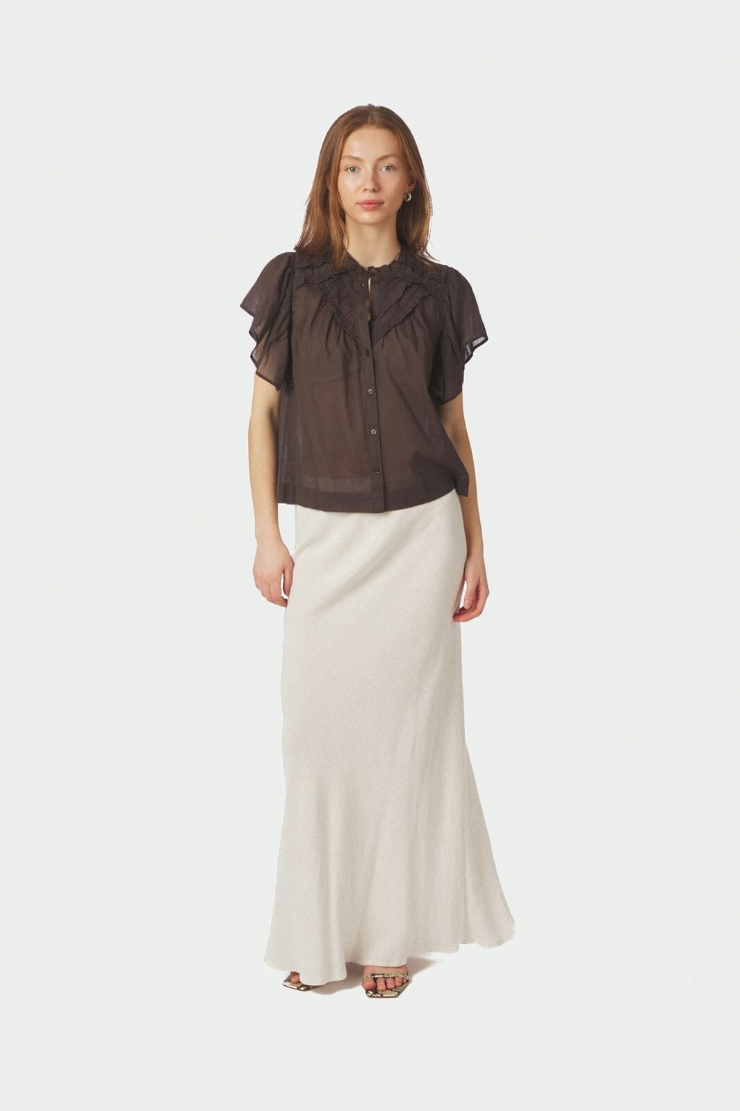 Neo Noir - Vinsa S Voile Top 169039 - 676 - Dark Brown