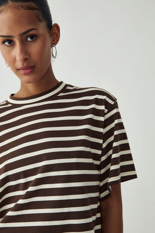 Noella - N-Maple T-Shirt 17260002 - 450 - Eton Brown Ivory Stripe T-shirts 