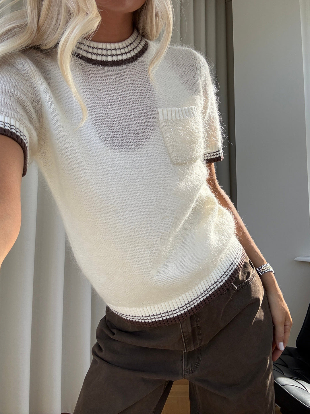 Noella - N-Marthy Knit 16400001 - 1502 - Ivory Brown Strikbluser 