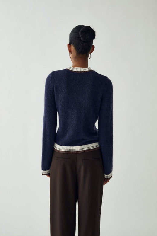 Noella - N-Marthy Ls Knit 16400002 - 448 - Navy Brown Strikbluser 