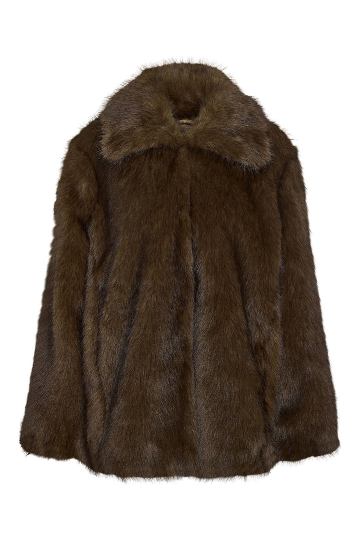 Noisy May - Nmaria Fur Jacket - 5075822 Chocolate Brown