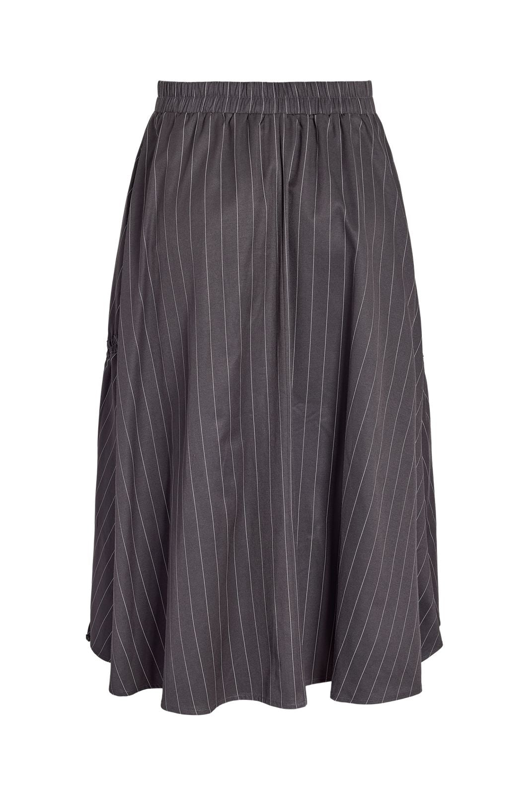 Noisy May - Nmjuniper String Detail Midi Skirt - 5175239 Charcoal Gray Pinstripe