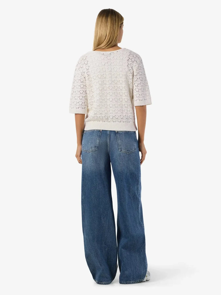 Noisy May - Nmlaika S/S Tie Knit Top Fwd - 4946488 Birch Cardigans 