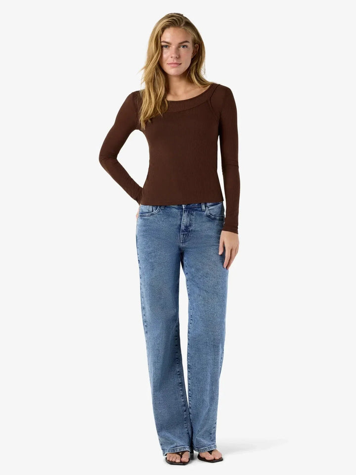 Noisy May - Nmnusa L/S Doublelayer Top - 5144780 Chocolate Brown Bluser 