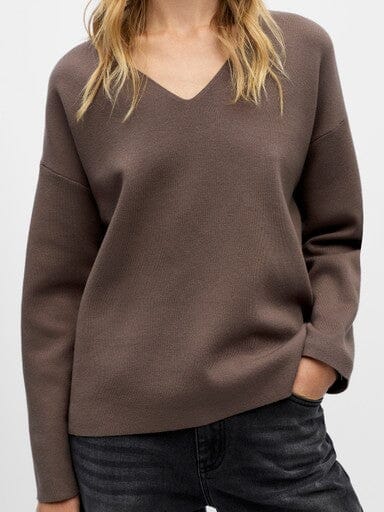 Object - Objreynard V-Neck Pullover - 4649720 Morel Strikbluser 