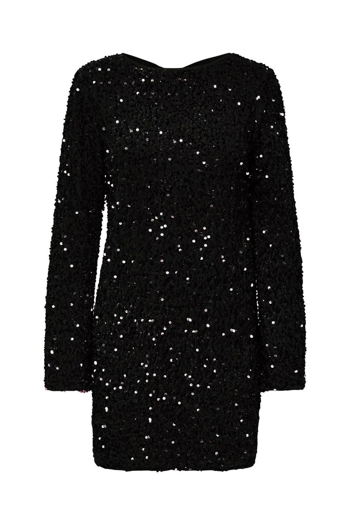 Only - Onlanika Sequins Ls Bow Dress - 4930221 Black Black Sequins