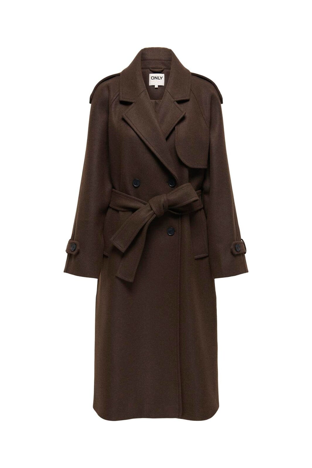 Only - Onldear-Trillion Long Belt Coat - 4961034 Chocolate Brown Melange