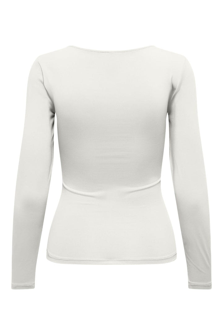 Only - Onlea L/S 2-Way Deep Neck Top - 4372228 Cloud Dancer