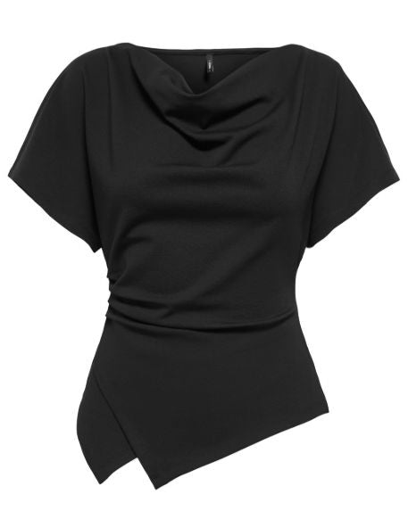 Only - Onlember S/S Waterfall Top - 5114466 Black Toppe 