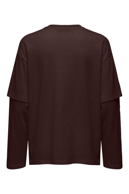 Only - Onlfreja L/S Stripe Double Top - 5193968 Coffee Bean