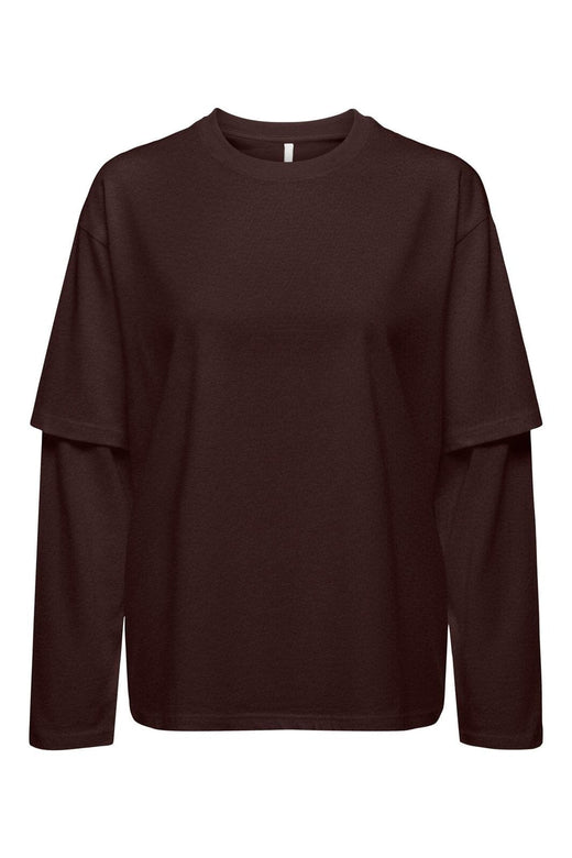 Only - Onlfreja L/S Stripe Double Top - 5193968 Coffee Bean