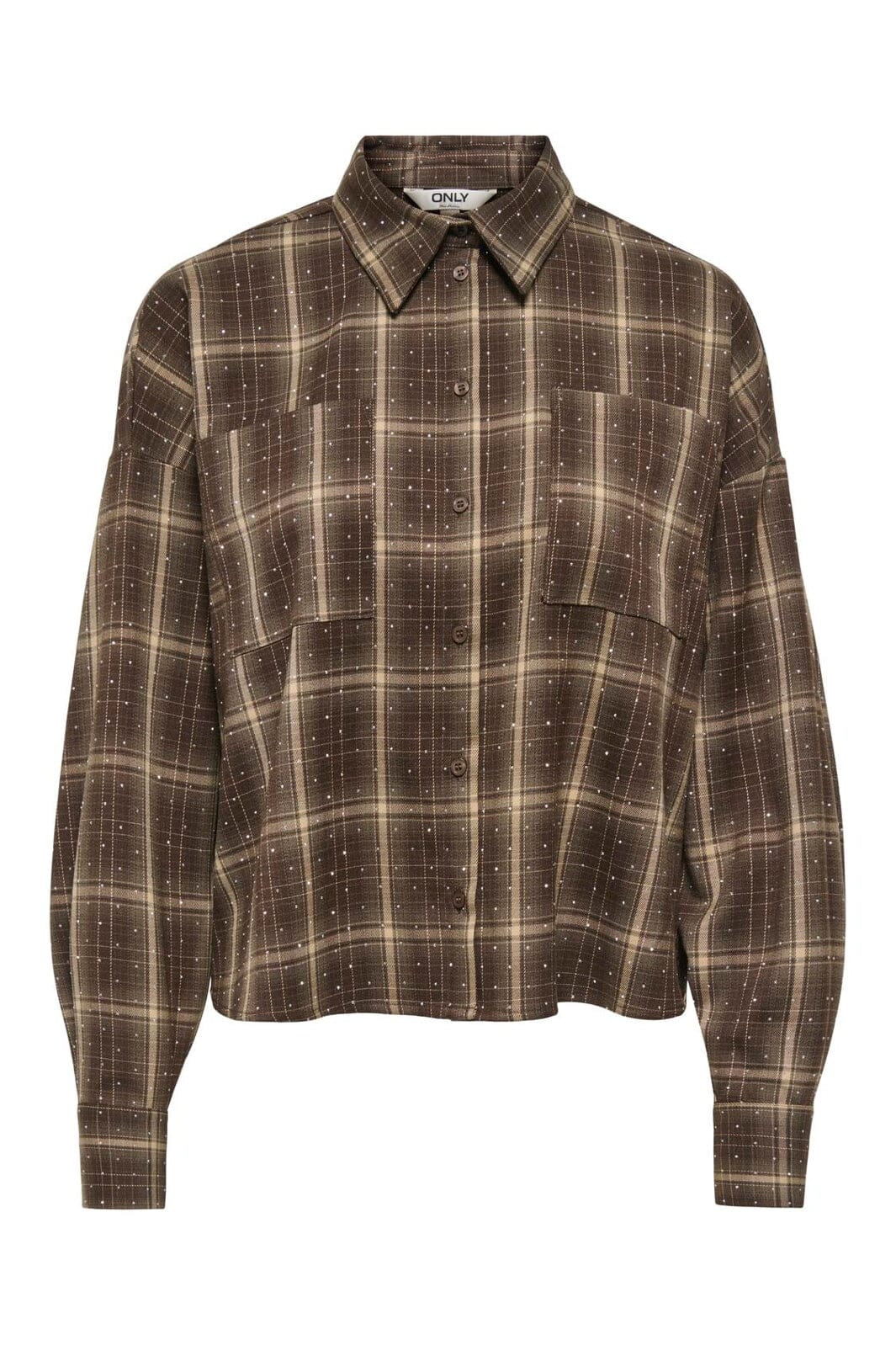 Only - Onlilston Ls Glitter Detail Shirt - 5116395 Black Coffee W. Embellishment