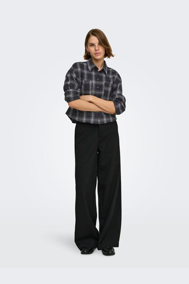 Only - Onlilston Ls Glitter Detail Shirt - 5116396 Black W. Embellishment