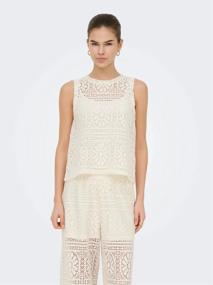 Only - Onllian Lace Tank Top - 4990765 Birch Toppe 