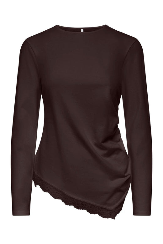 Only - Onllive Love L/S Ruching Top - 5130906 Chocolate Torte Dtm Lace