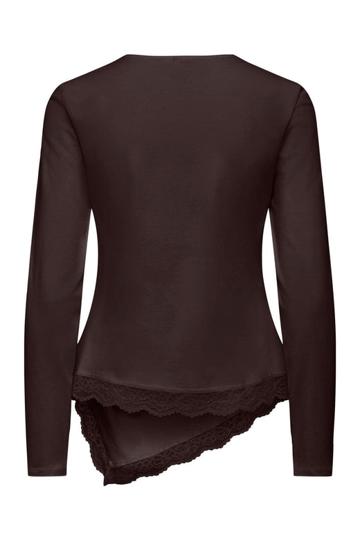 Only - Onllive Love L/S Ruching Top - 5130906 Chocolate Torte Dtm Lace