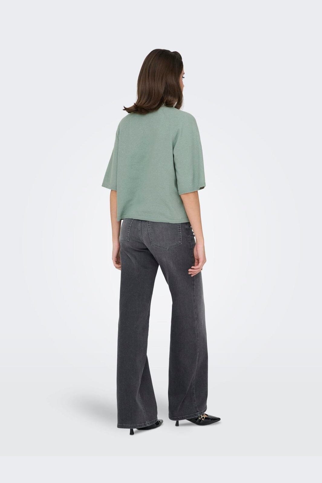 Only - Onlloyal 2/4 O-Neck Knt - 4979626 Chinois Green Melange