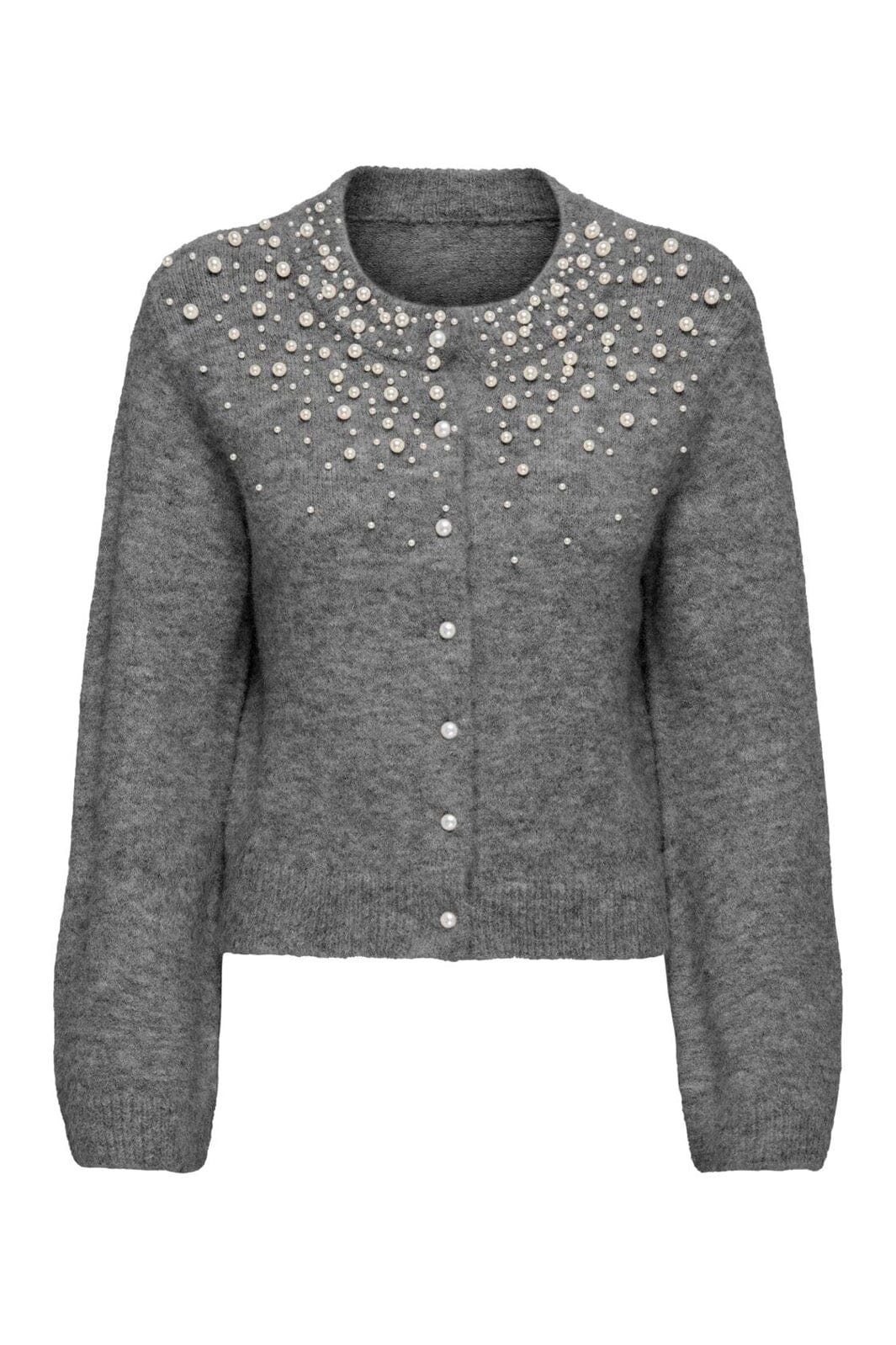Only - Onlmiggie Ls O-Neck Pearl Cardi Knt - 5033717 Medium Grey Melange