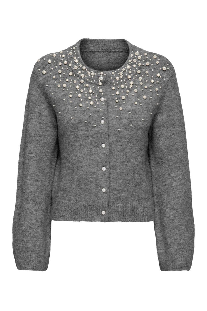 Only - Onlmiggie Ls O-Neck Pearl Cardi Knt - 5033717 Medium Grey Melange