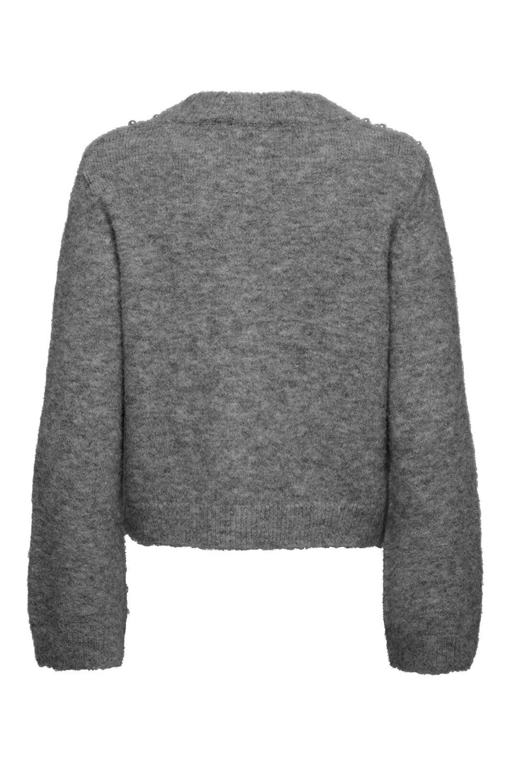 Only - Onlmiggie Ls O-Neck Pearl Cardi Knt - 5033717 Medium Grey Melange