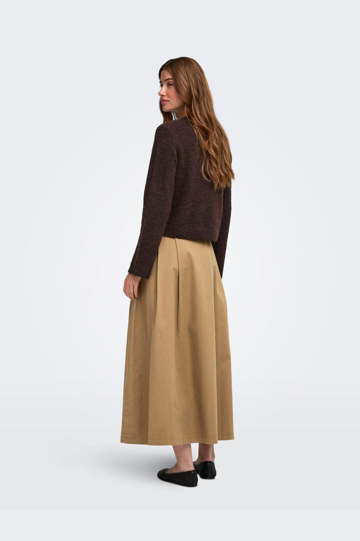 Only - Onlmiggie Ls O-Neck Pearl Cardi Knt - 5062031 Coffee Bean Melange/Silver Metal Pearl