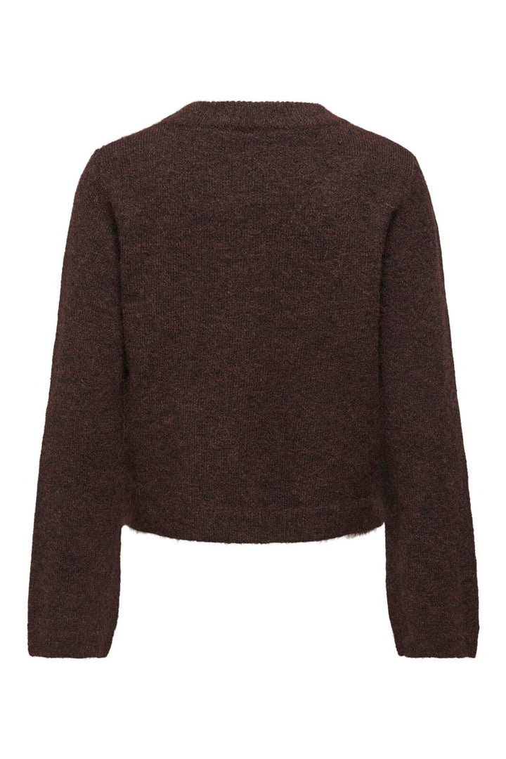 Only - Onlmiggie Ls O-Neck Pearl Cardi Knt - 5062031 Coffee Bean Melange/Silver Metal Pearl