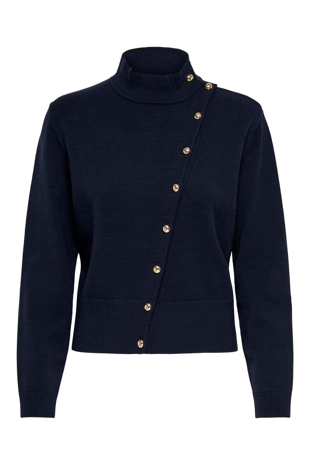 Only - Onlmio Ls Mockneck Utility Assym Knt - 5252816 Night Sky Gold Button