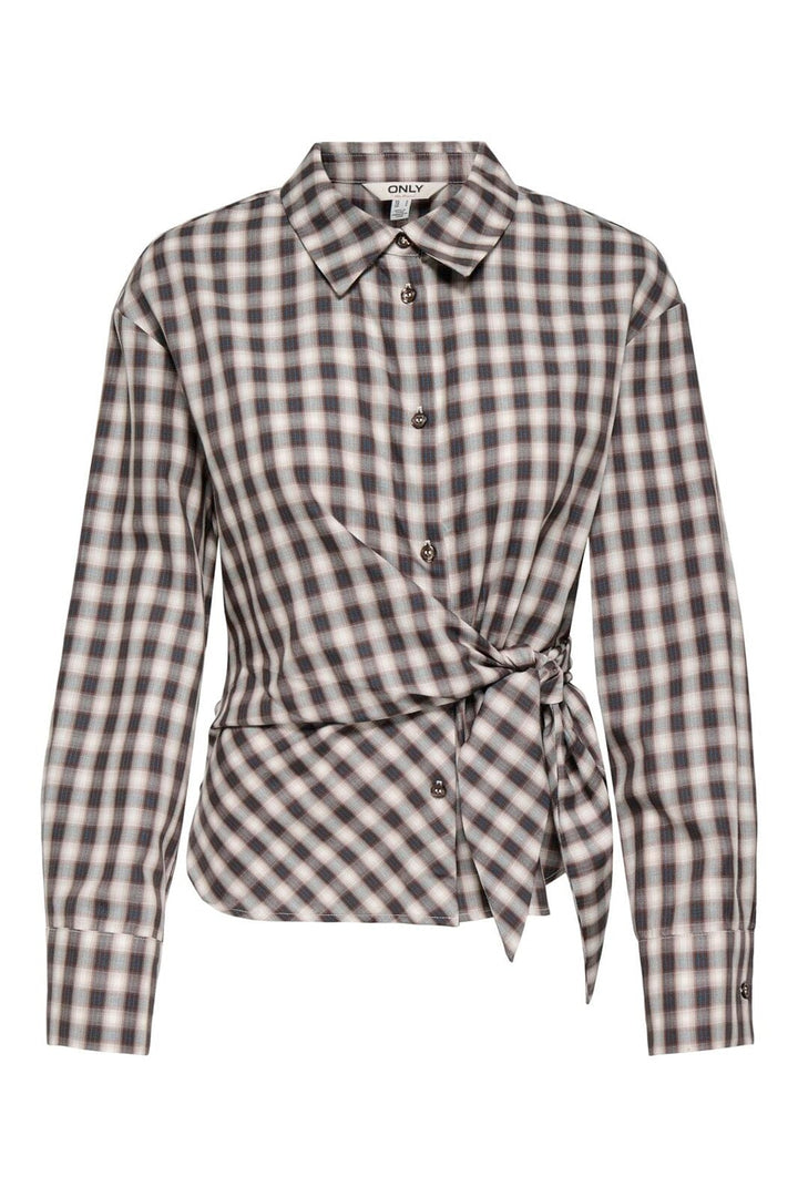 Only - Onlnola Ls Check Wrap Shirt - 5232776 Malt Ball White/Blue