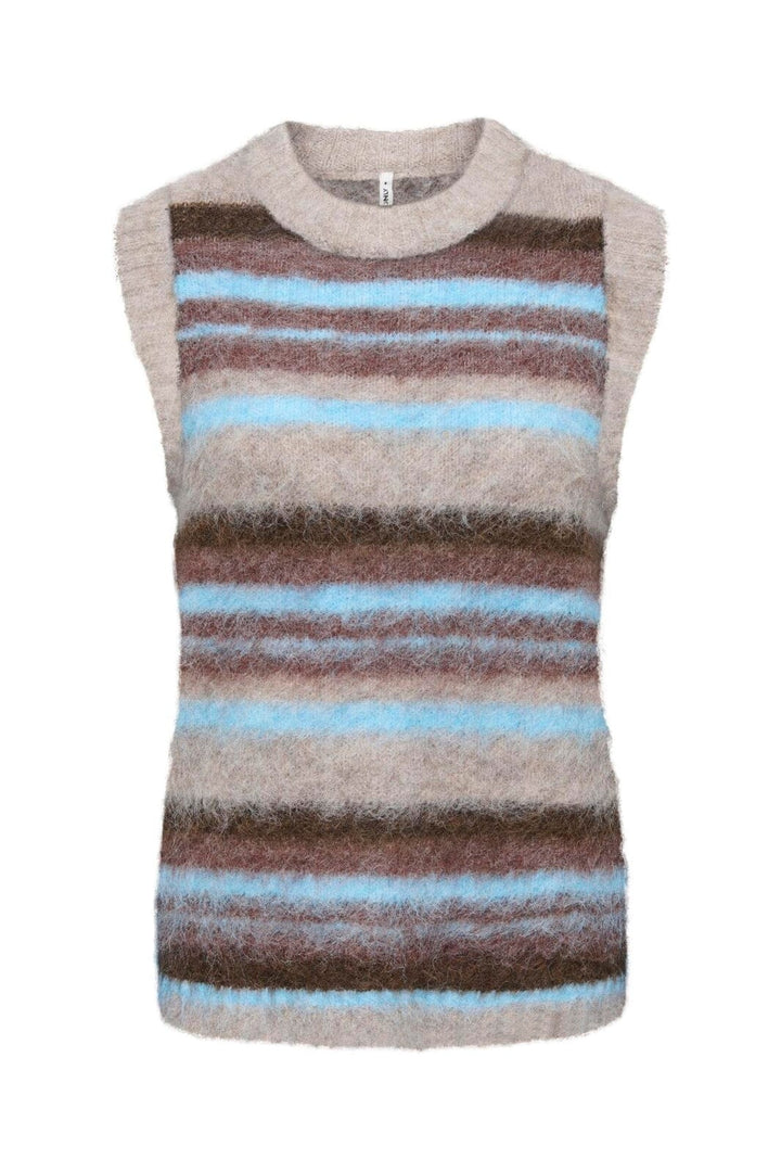 Only - Onlperil Sl O-Neck Vest Cc Knt - 5101061 Taupe Gray Block/Coffee B/Decad C/Blissf B/Mel