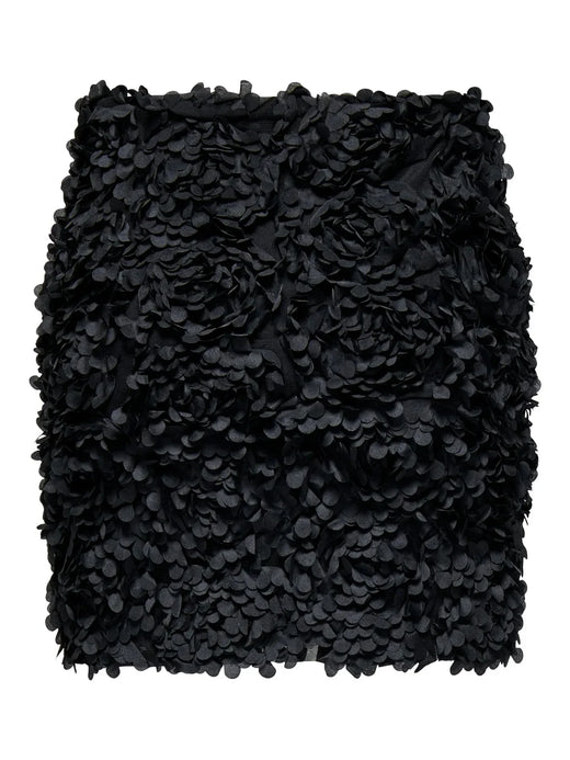 Only - Onlrosebloom Short Skirt - 4913284 Black Rose Flower (Black) Nederdele 