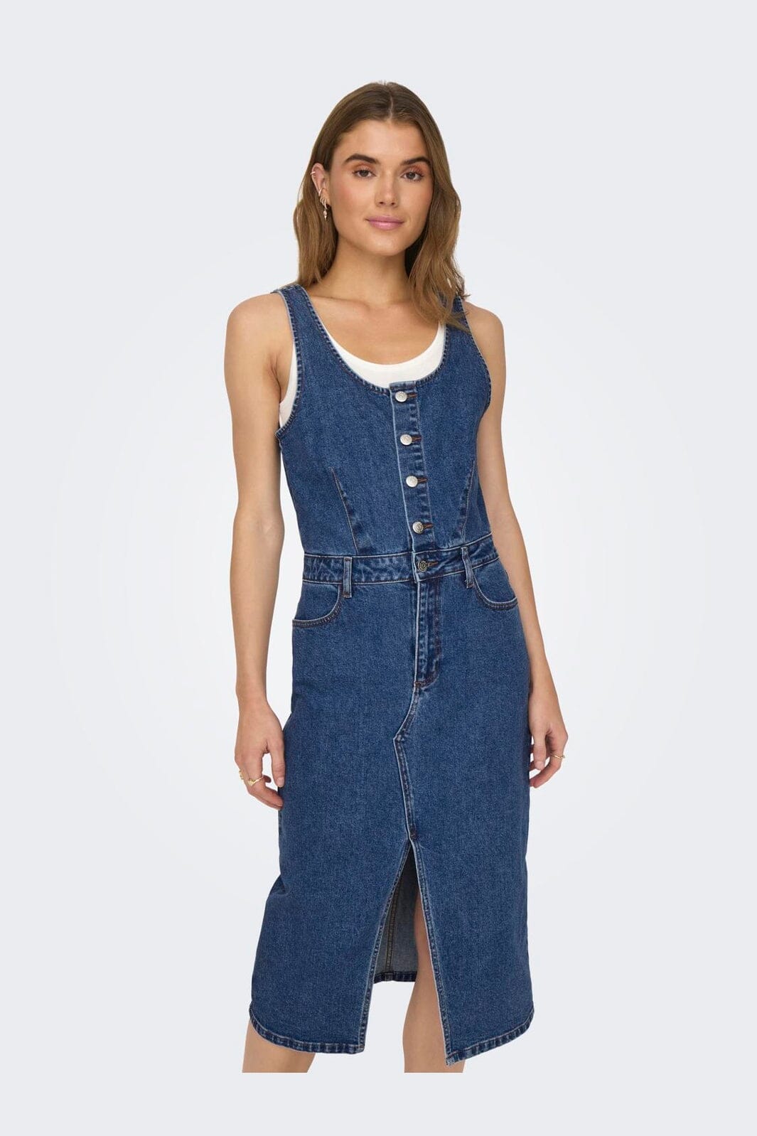 Only - Onlsanne S/L Spencer Midi Dress Mae - 4364441 Medium Blue Denim