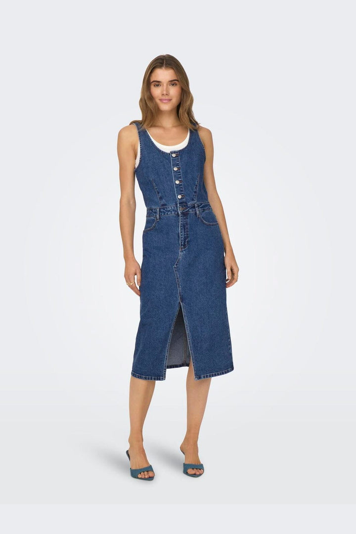 Only - Onlsanne S/L Spencer Midi Dress Mae - 4364441 Medium Blue Denim