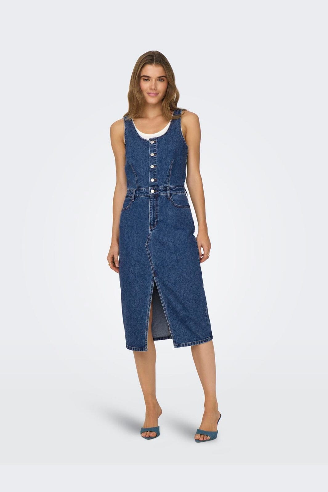 Only - Onlsanne S/L Spencer Midi Dress Mae - 4364441 Medium Blue Denim