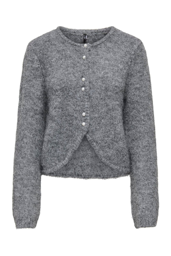 Only - Onlzaggie Ls Button Cardi Cc Knt - 5027936 Dark Grey Melange Pearl Button