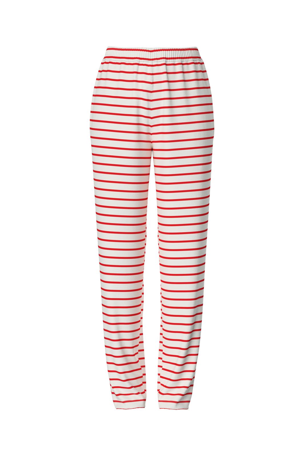 Pieces - Pcchilli Straight Stripe Pants - 4701514 Cloud Dancer Poppy Red