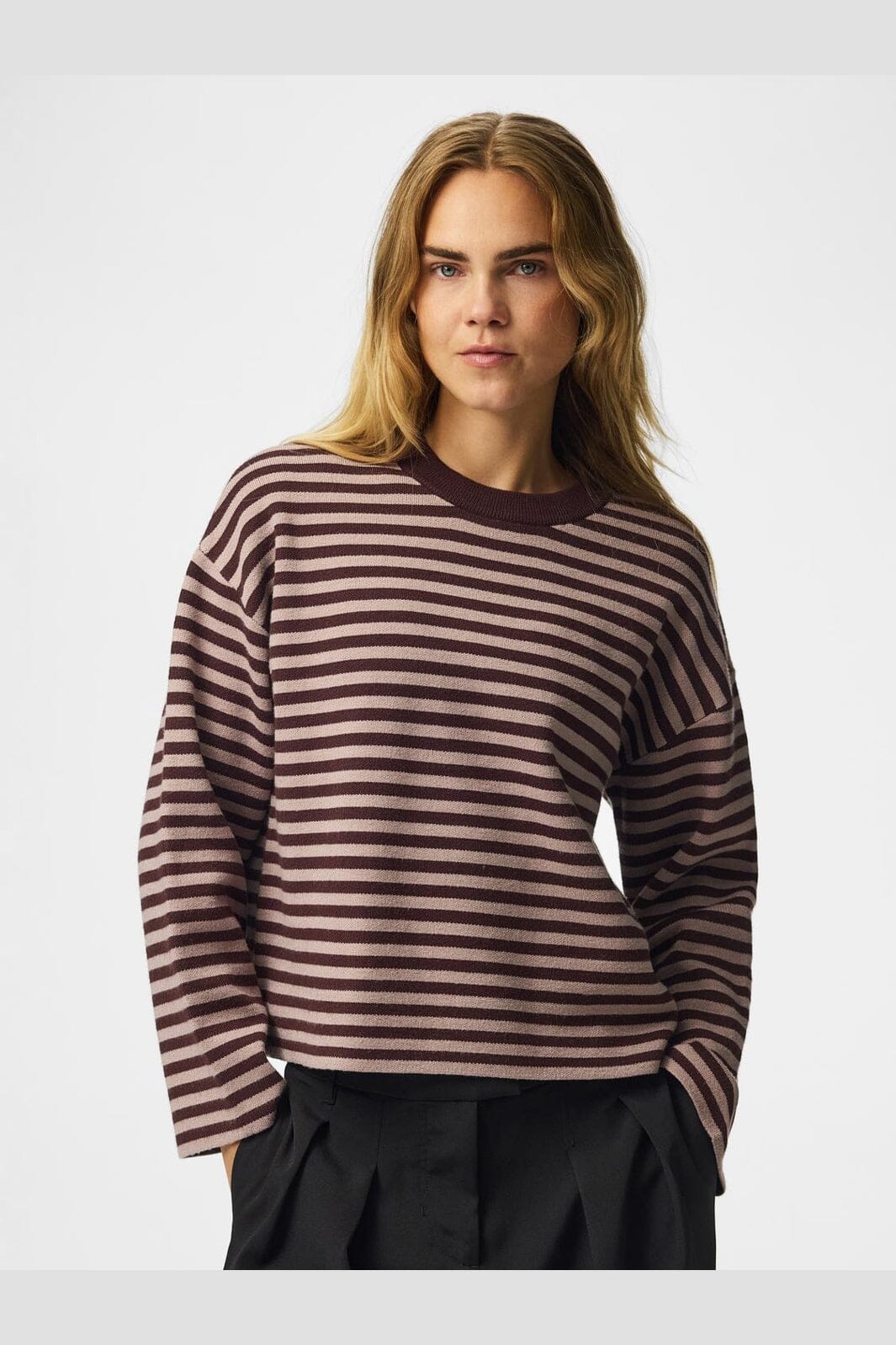 Pieces - Pcjassy Ls O-Neck Knit - 5179126 Hot Fudge Greige