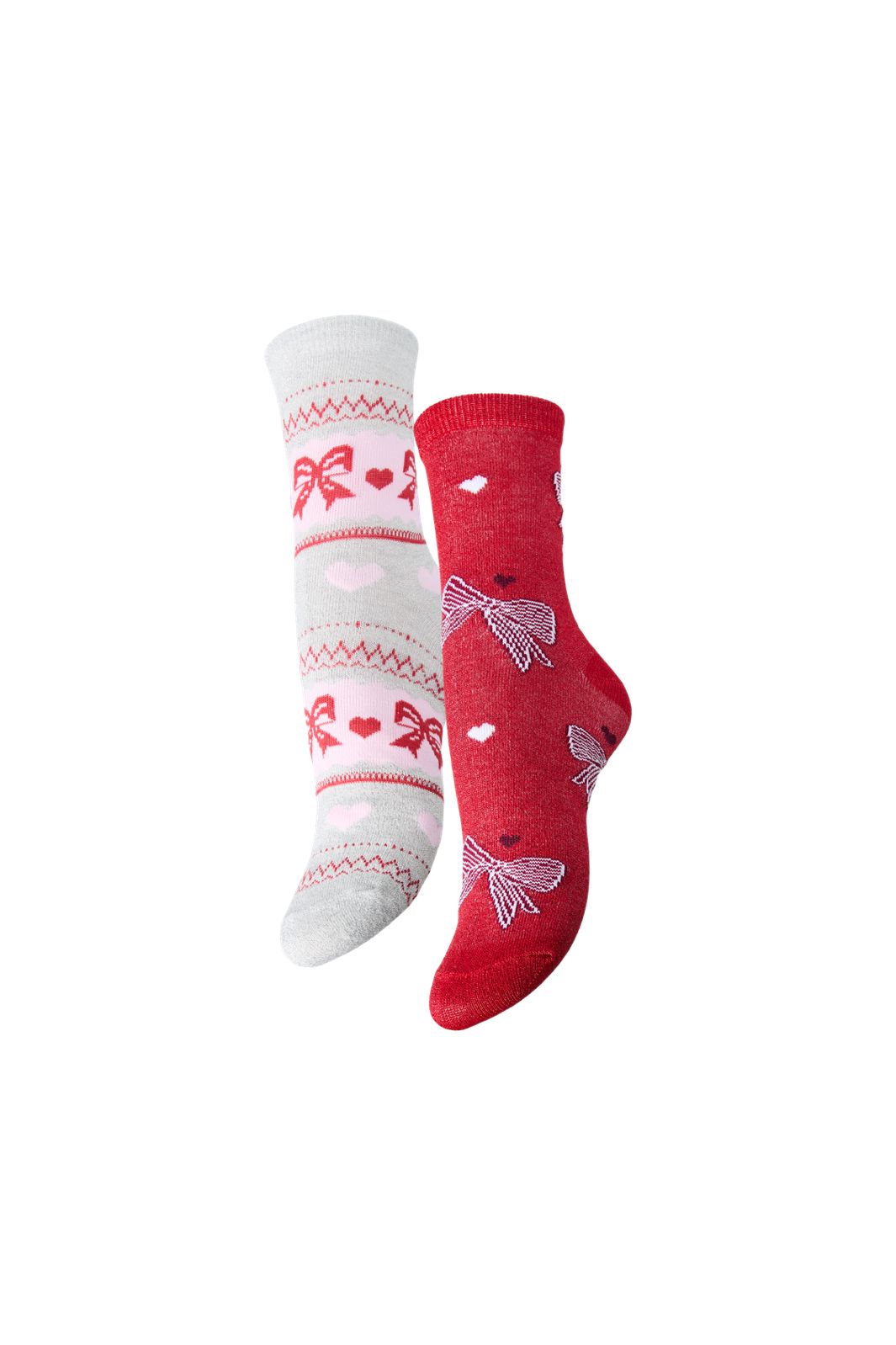 Pieces - Pcjia Glitter Socks 2-Pack Box Mxm - 5069281 Pompeian Red Bows/Pattern-Bows