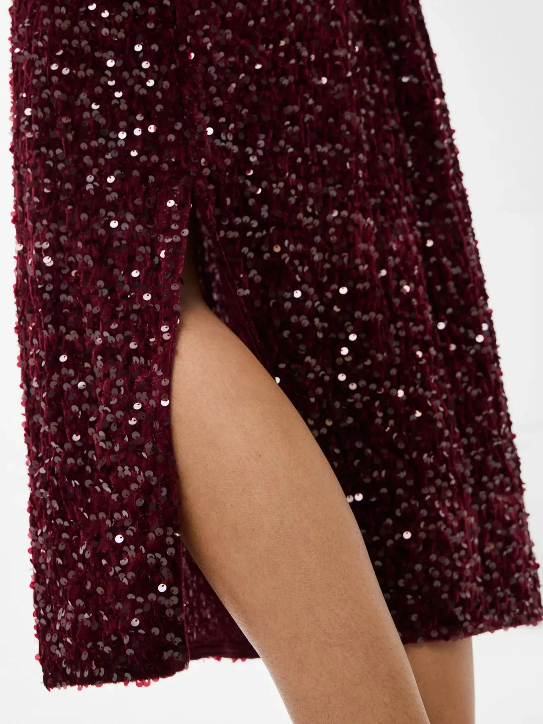 Pieces - Pckam Sl Ankle Slip Dress - 4883179 Tawny Port Tawney Port Sequins Kjoler 