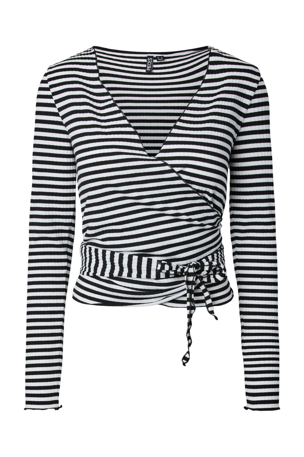 Pieces - Pclaya Ls Wrap Top - 5124616 Black White Stripes
