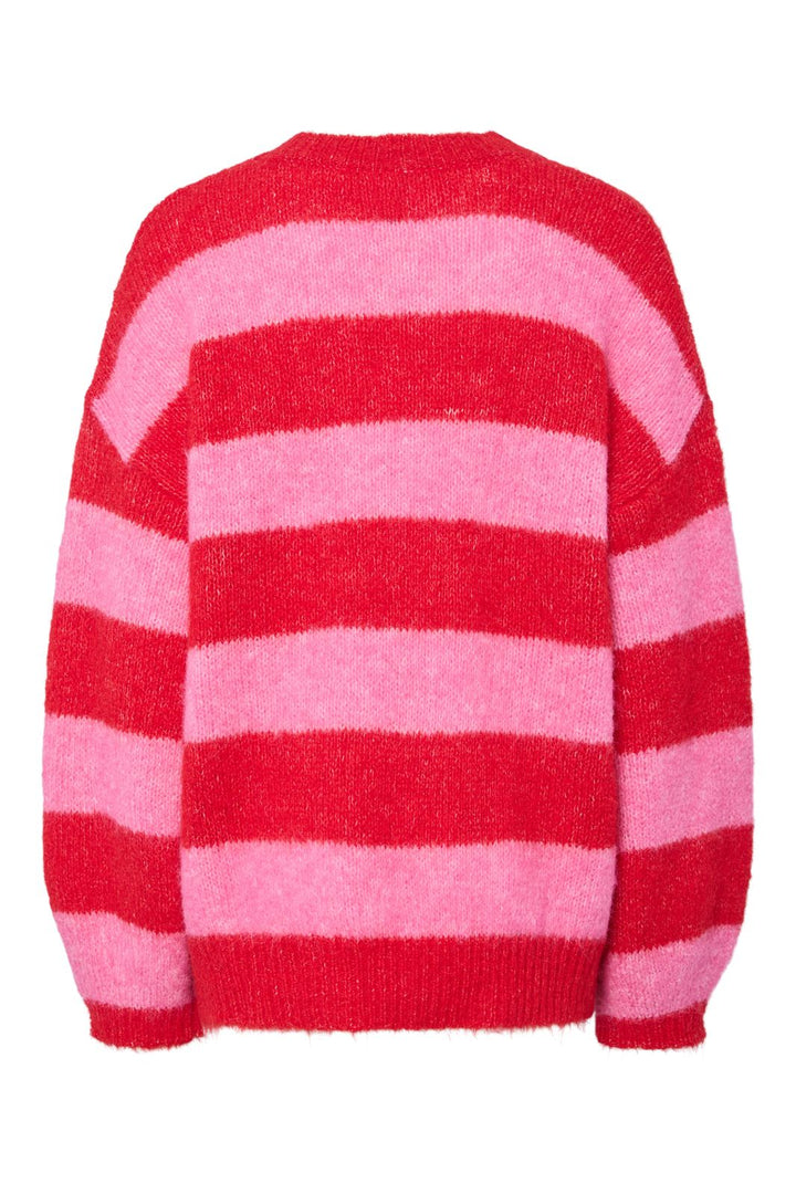 Pieces - Pcrasmine Ls Oversize O-Neck Knit - 4890854 Savvy Red Wild Orchid