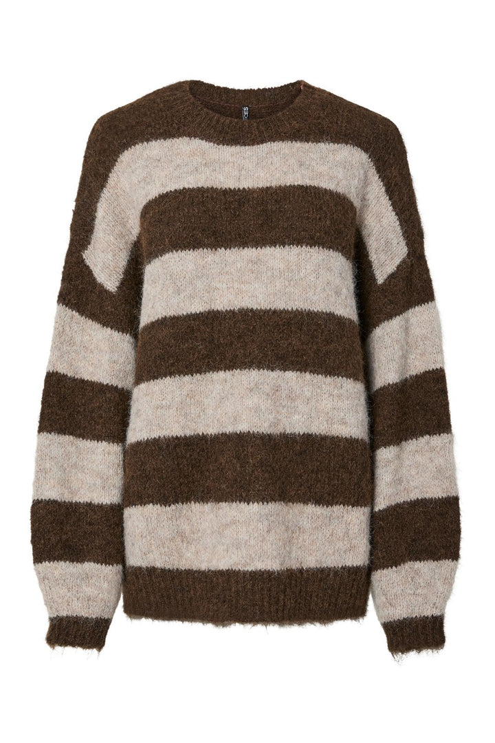 Pieces - Pcrasmine Ls Oversize O-Neck Knit - 4977615 Hot Fudge Birch