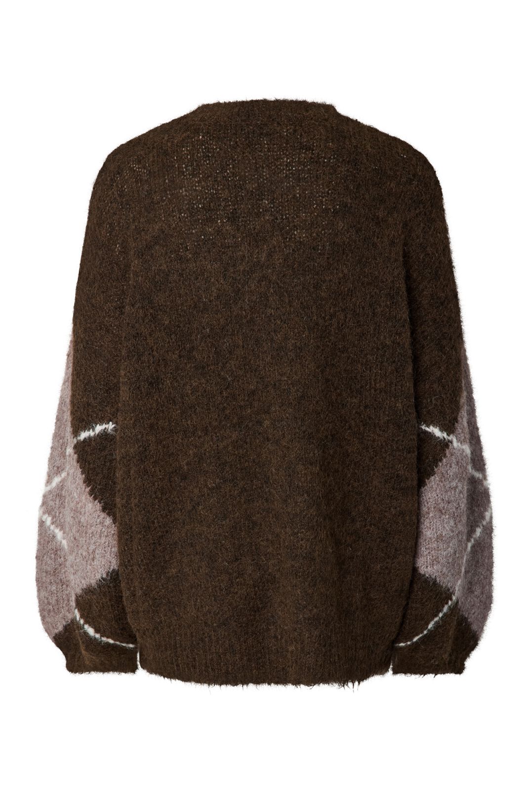 Pieces - Pcrasmine Ls Oversize O-Neck Knit - 5158007 Hot Fudge Greige And Birch
