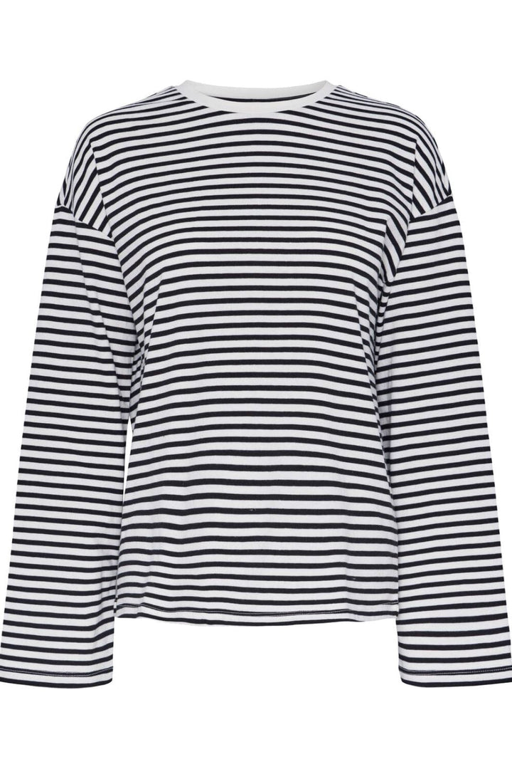 Pieces - Pcsadie Ls Top - 4402428 Cloud Dancer Black Bluser 